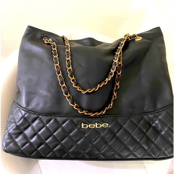 Vintage authentic BEBE black quilted soft leather-like handbag or shoulder bag - Picture 2 of 5